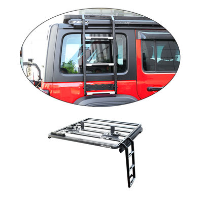 Landace Logo Scala di tetto laterale pieghevole nera per WranglerJK WranglerJL 833*400*261 mm