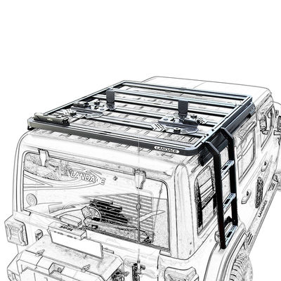 Landace Logo Ricambi Auto Acciaio Nero Polvere Rivestita Scala laterale Scala a coda per WranglerJK