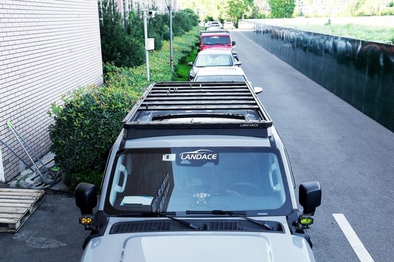 Landace Logo 4x4 Veicolo accessori esterni di alluminio Wind Fairing Roof Rack Tray Piattaforma portabagagli per serbatoio 300 NERO