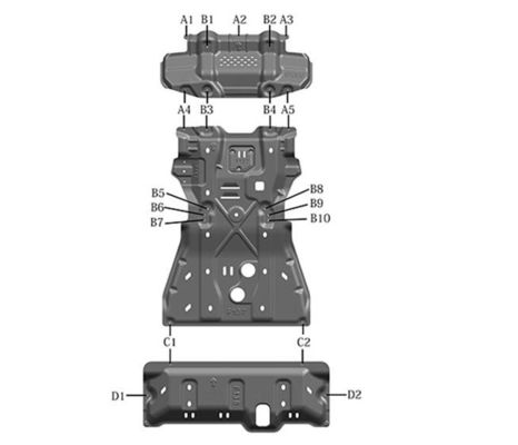 Kit di protezione Scudo motore in alluminio Protezione della scatola di marcia Piastra di scivolo per Toyota Fortuner