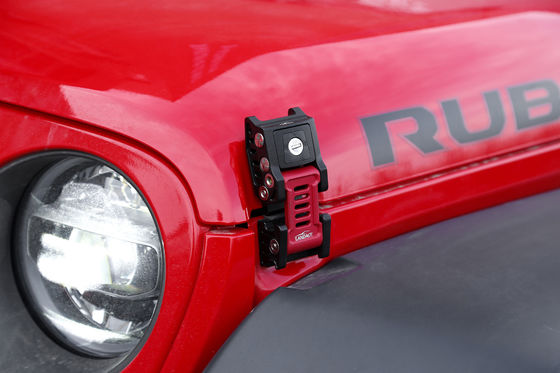 Jeep Wrangler JK JL 2007 Heavy Duty Black Aluminum Hood Lock Set con bandiera statunitense