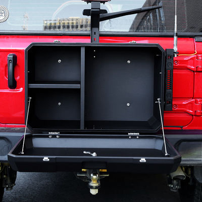 2021- Jeep Wrangler Leggio di alluminio nero in polvere rivestito porta laterale posteriore fuori scatola di stoccaggio
