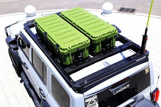 Cassa verde pesante in plastica per il deposito di attrezzi per il montaggio di scaffalature sul tetto di auto Volume 110L