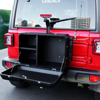 Pannello di espansione della porta posteriore del portellone montato posteriore Casella degli attrezzi di alluminio per Jeep